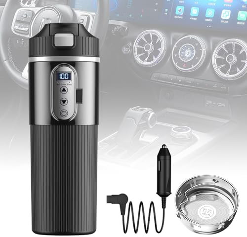 Hervidor de agua para coche 12V/24V, Hervidor de viaje de 500 ml para coche 12 V 24 V, Hervidor de agua portátil con encendedor de cigarrillos, Hervidor de agua para camping para coche, camión