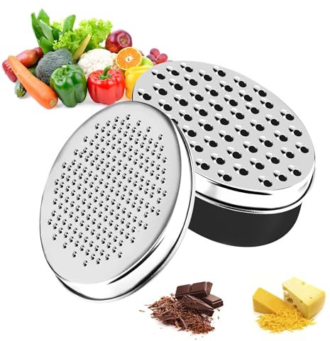 Käsereibe mit Behälter, runde Edelstahlreibe, manuelle Käsereibe, Gemüsereibe, Zester, Reibe, praktische Küchenhelfer, für Gurken, Obst