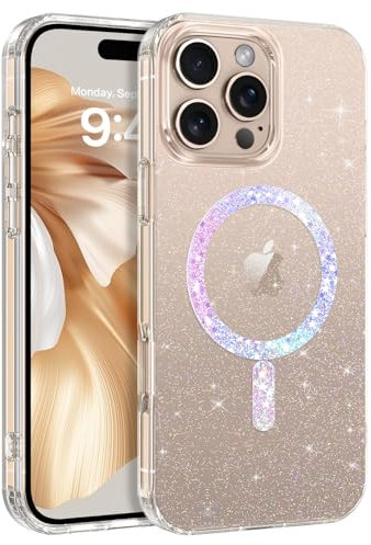 BENTOBEN Magnetic Case for iPhone 16 Pro [Compatible with MagSafe], Cute Clear Glitter Bling Sparkly Slim Lightweight Soft TPU Shockproof Full Protective Women Girls Phone Cover for iPhone 16 Pro
