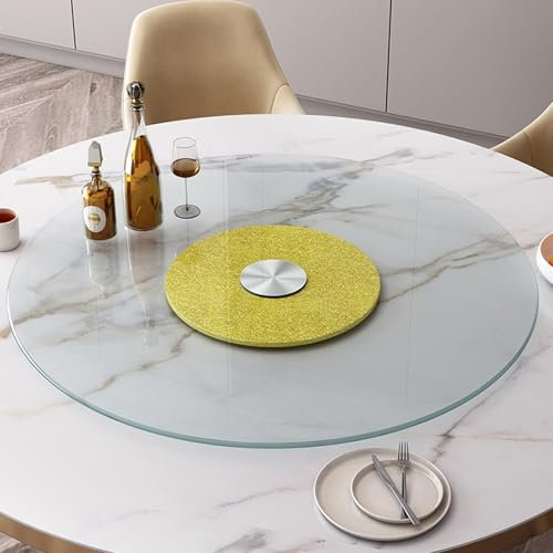 50cm Lazy Susan-Tablett Aus Transparentem Glas Runder Drehteller Aus Gehärtetem Glas Drehbares Serviertablett Robuster Drehteller Leise/glatt/Nicht Leicht Zu Entleeren(Gold,Ø 70cm/28in)