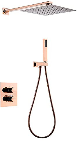 Wall Lights Doccia termostatico Set di rubinetti per Doccia a Scomparsa con spruzzatore Portatile e soffione a Pioggia da 10 Pollici Set Combinato Doccia Vasca Moderna Regolabile e Kit di Finiture