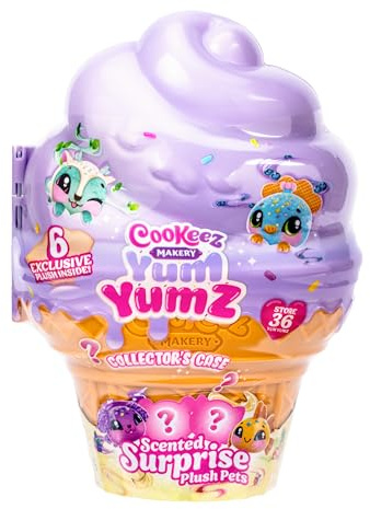 Cookez Makery Yum Yumz Sammelverpackung, riesige Eiswaffel mit Platz für 36 Yum Yumz, enthält 6 Exklusive Plüschtiere, Stickerbogen zum Dekorieren, perfekt zum Spielen, Präsentieren und Verstauen