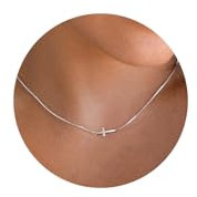 TOLOWOBK Kreuz Kette Damen Silber/Gold Kreuz Ketten Layered Kreuzkette Halskette Damen Mädchen Choker für Frauen Muttertag Geburtstag Geschenk für Mama Tochter Frau Oma Freundin Nichte