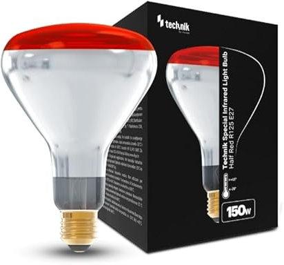 Modee Lampada a infrarossi R125 rossa (150 W, riscaldante per suini e pollame, Durata massima 3000 ore, Portalampada E27, Lampada stabile)