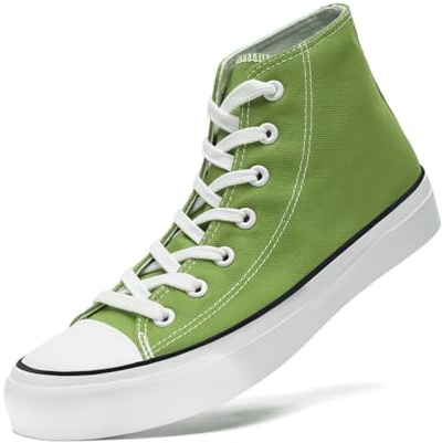 sharllen High Top Trainers Women Canvas Sneakers Ladies Lace Up Canvas Shoes for Men Women Plimsolls Pumps Casual Tennis Shoes(Lemon Green 270)