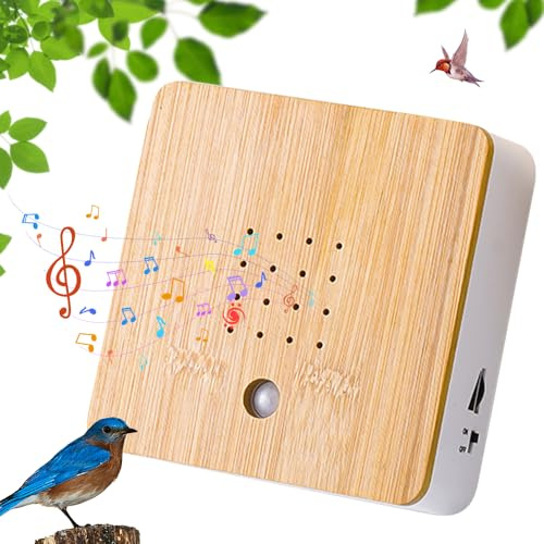 Mineup Vogelgezwitscher Box, Naturgeräusche Box, Vogelgezwitscher Bewegungsmelder, Bewegungsmelder mit Wandhalterung, Vogelzwitscher Entspannender Vogelgesang für Spa und Entspannung, Quadrat