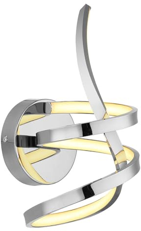 Wandlampe LED Wandleuchte Flurleuchte opal chrom Wohnzimmerlampe gedreht, Metall Aluminium, 18W 900lm warmweiß, BxH 16x35 cm