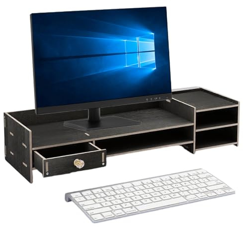 Weqizuerqi Monitor Stand for Computer, Desk Tray Monitor Holder Computer Desk, Storage for PC Printer Laptop Office Accessories Home Organisation