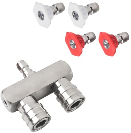 MoSundi 2 in 1 Dual Hochdruckreiniger Düsenspitze mit 4 Sprühdüsen 1/4 Zoll Schnellanschluss 5000PSI Edelstahl für kraftvolle Reinigung Rot und Weiß