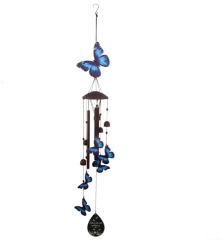 ZWEquipint Metall-Libellen-Windspiel für draußen, 97 cm, Outdoor-Gartendekoration mit beruhigendem Klang, für Hofkunst für Terrasse, Balkon, Zuhause (Schmetterling)