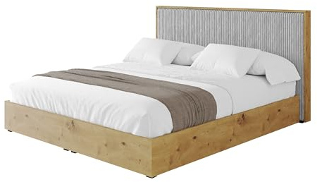 ALTDECOR Polsterbett mit Bettkasten und Lattenrost, Bett mit Kopfteil, Boxbett ohne Matratze, Doppelbett mit Stauraum - ENZO10-160x200 Grau - Tilia 86