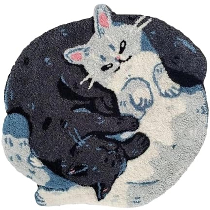 Cute Cat Bath Mat Rug - Animal Bathroom Decor, Funny Indoor Doormated, Soft Absorbent Floor Back Non-Slip Home Accessory | Adorable Cat Pattern Bathroom Mat For Living Room Entryway Comfort