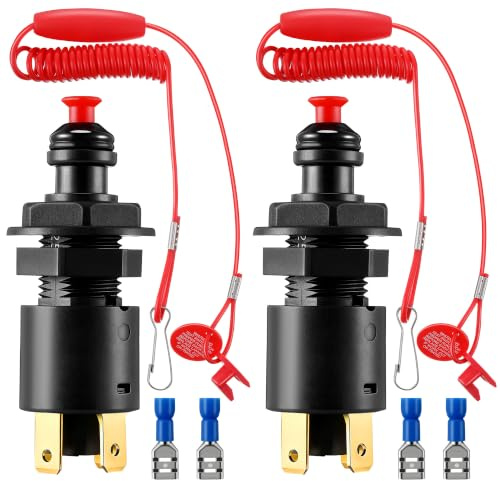 Marine Universal Emergency Cut Off Switch, Kill Switch for Boat, 12V DC Marine Kill Shut Off for Motorcycle ON Water & ATVs, Dual Circuit Ignition Cut Off(2 Set)