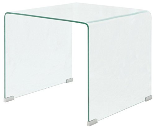 Festnight Multifunktional Couchtisch Sofatisch aus geh?rtetem Sicherheitsglas Kaffeetisch 49,5x50x45cm Glastisch Wohnzimmertisch Transparent