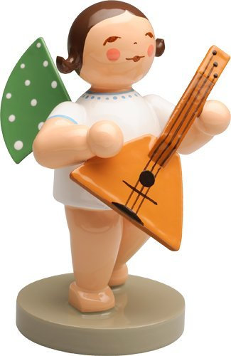 Wendt & Kuhn Handbemalter Grunhainichen-Engel aus Holz mit Balalaika
