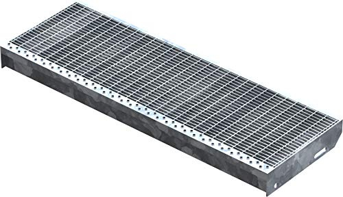 Fenau – 900 x 305 mm - Gitterrost-Stufe (R11) XSL, MW: 30/10 mm, verzinkt, Stahl-Treppenstufe nach DIN-Norm, Fluchttreppen geeignet, Anti-Rutsch-Wirkung