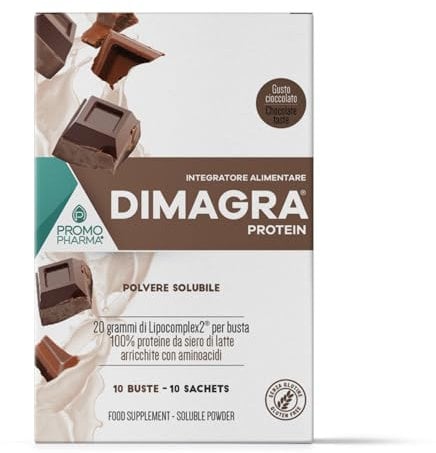 Dimagra Protein - Integratore Proteico Dieta Chetogenica e Controllo del Peso - Proteine in Polvere per Dimagrimento Efficace - Gusto Cioccolato - 10 buste da 22 g