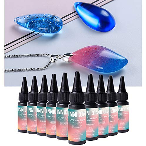 UV Resin Casting Gel Glue Set, 300ml Non-Toxic Hard Type Crystal Clear Solar Cure, DIY Making Handmade Jewelry Craft For Silicone Mold Pendants Earrings Bracelets Crafts Making