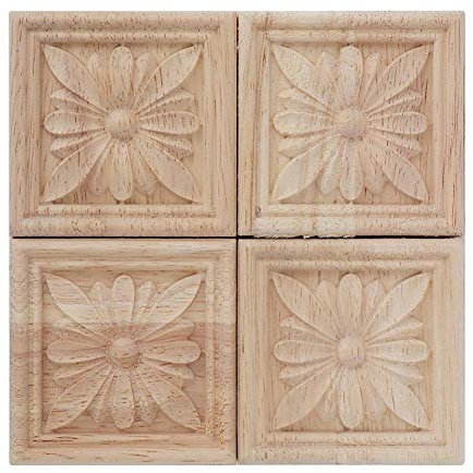 Finiture in Legno, 4 Pezzi Decalcomania Intagliata in Legno, Decorative Legno Da Intaglio, Bella Applique in Legno Intagliato, Decorazione di Mobili per la Casa, Hotel, Squisito, Antico, Resistente