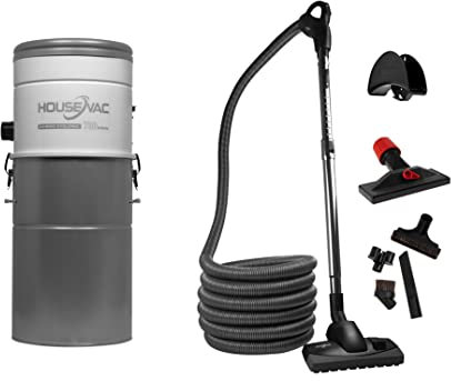 HouseVac Aspiradora Central HV-700ST-35H + Kit de Accesorios de Limpieza Premium de 9m |Aspiración 700 AirWatts |Motor Ametek de 1700 W |2 turbinas |Soft Start/Stop |Filtrado ciclónico híbrido