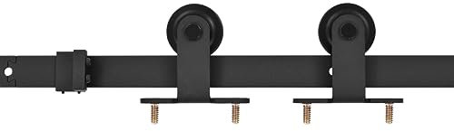 vidaXL 2x Schiebetürbeschlag Set Bodenführungen Rollen Schiebetürsystem Laufschiene Schiebetür Set Beschlag Türzubehör 183cm Stahl Schwarz