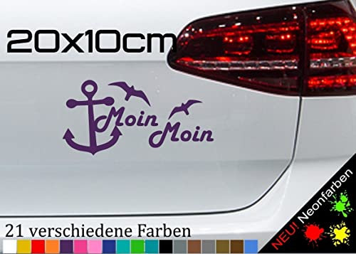 Moin Moin Aufkleber Hamburg Nordsee Küste Insel Anker Sylt JDM Möwen 20x10cm in 21 Farben