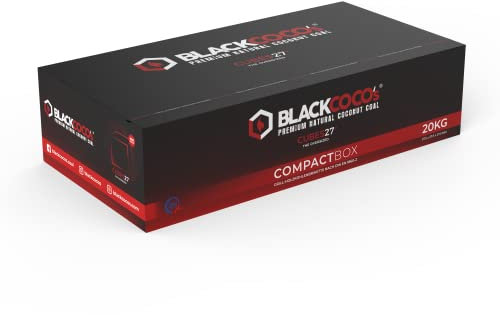 BLACKCOCO’s Shisha Kohle 20 kg – Premium Kokoskohle Naturkohle für Shisha & Grill – Cocos Grillkohle mit Langer Brenndauer – ohne Zusätze - CUBES27+