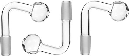 Glass Oil Burner 14mm Male Clear Curved Adapter Joint for Smoking Hookah Glass Bongs(3 PCS) (Size-1)