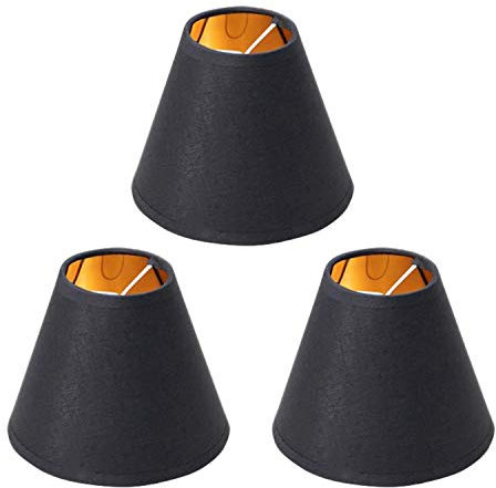 Abat-Jour Ensemble de 3 Lustre Abat-Jour Abat-Jour Clip pour CandéLabre Ampoules Lampe de Table Lustre Applique Noir