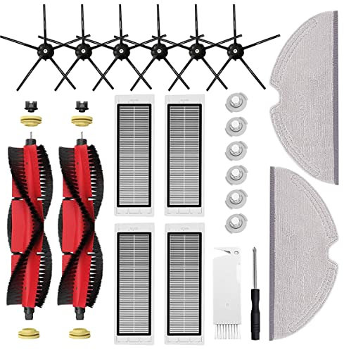 UPUPDAY Pièces de Rechange Accessoires Kit pour Xiaomi Roborock S5 Max S6 Max S6 Pure S6 MaxV S50 S51 S55 S5 S60 S65 S6, 2 Brosse Principale, 4 Filtres HEPA, 6 Brosses Latérales, 4 Chiffons