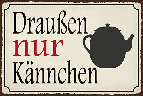 Generisch Tin Sign Retro Blechschild 20x30 cm Draußen nur Kännchen Kult Klassiker Gartenbetrieb Terrasse IIDekoration Bar Kneipe Sammler