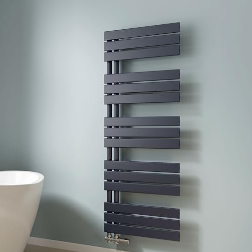 EMKE Radiateur Panneau, Sèche Serviettes à Eau Chaude 695W, Porte-Serviettes pour Le Chauffage de la Salle de Bain, Chauffe Serviettes à température constante 132 * 50 cm, Anthracite