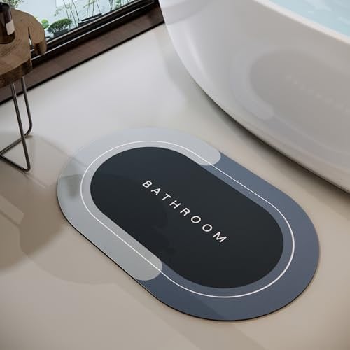 Deparnit Tappetino da bagno antiscivolo, ad asciugatura rapida, tappetini da bagno in gomma super assorbente, adatto sotto la porta, tappetino da bagno per bagno, vasca, doccia e lavandino (43 x 68,6