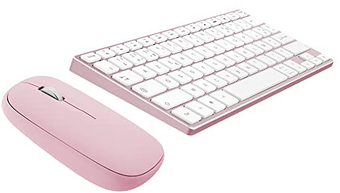 T’NB Clavier et Souris sans Fil Bluetooth, Clavier Aluminium, Design Coloré, Rechargeable Haute Autonomie, Souris Silencieuse, Compatible Windows – Rose
