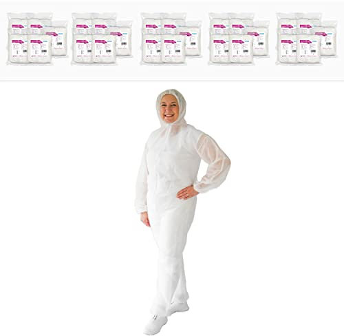 50x ARNOMED® Schutzanzug Einweg XXXL, Einwegoverall, Einweganzug, Einweg Maleranzug & Lackieranzug, Staubschutzanzug, Maleroverall & Asbest Glaswolle Schutzanzug, Einmalanzug Weiß