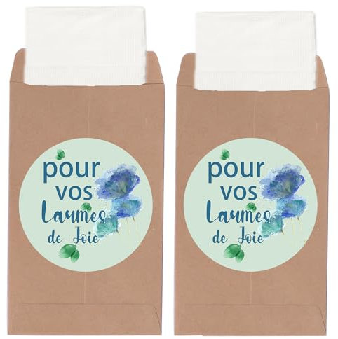 Borse Lacrime di Gioia Matrimonio,Fazzoletti per lacrime di gioia,Porte Fazzoletti, Adesivi Lacrime di Gioia,Favore di Nozze,Sacchetto Fazzoletti Cerimonia di Nozze (100PCS)