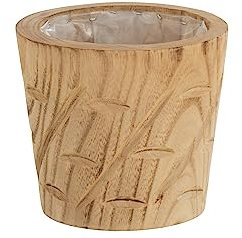 J-Line Cache-Pot Encoches Bois Naturel Small