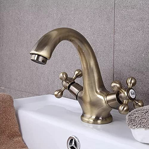 NATWEE Robinet Robinet De Salle De Bains Bronze Style Rétro Antique Salle De Bains Évier Brossé Robinet d'eau Chaude Et Froide Robinet Lavabo Évier Mélangeur Double Poignée It's So Kind of You