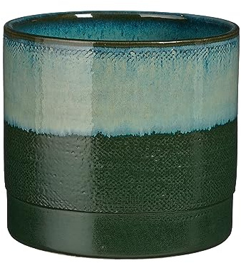 MICA Decorations Olof Blumentopf – H20 x Ø22 cm – Terrakotta – Dunkelgrün