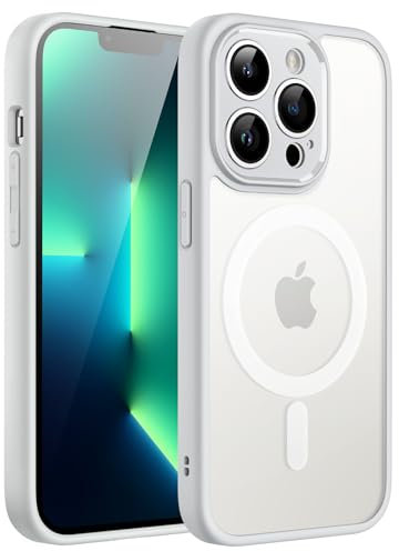 JETech Magnetic Case for iPhone 13 Pro 6.1-Inch, Compatible with MagSafe, Translucent Matte Back Camera Lens Full Protection Slim Shockproof Phone Cover (Grey)