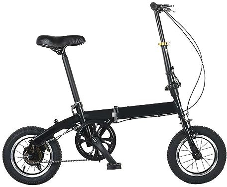 JTBDWOSK Klappfahrrad Faltbares Fahrrad 12 Zoll Klapprad Faltrad Kohlenstoffstahl singlespeed Scheibenbremse, Quick-Fold-System,Für Sport Outdoor Pendeln,Schwarz