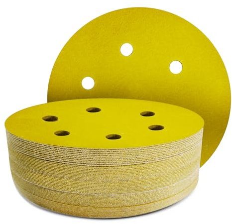 GZKTY 50Stk 150mm Klett Schleifpapier, Exzenter Schleifscheiben, 6-Loch Korn 240 Schleifpads, Schleifmittel Resistent gegen Zusetzen für Exzenterschleifer Schleifmaschine Poliermaschine