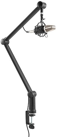 RICOO Soporte de Micrófono MS061, Brazo de Micrófono 360° Giratorio con Doble Suspensión, Apto para Diversos Micrófonos y Poppfilter, Ideal para Grabaciones y Transmisiones en Vivo