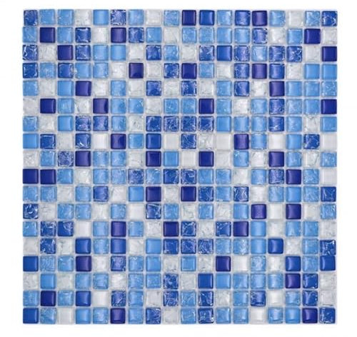 Glasmosaik Mosaikfliese gebrochen weiss Blau MOS92-0104