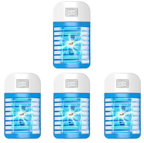 Moustique Tueur Lampe (4 PCS), Piège à Mouches,Lampe UV Anti Moustique, Lampe Anti Moustique Interieur, Anti-Moustique Intérieur, Tue Mouche Eléctrique, Destructeur de Mouches