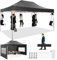 COBIZI Tonnelle Pliante 3x4.5 avec 4 Panneaux Latéraux, étanche, Stable, Pliable, Extérieur, Protection UV 50+, Noir