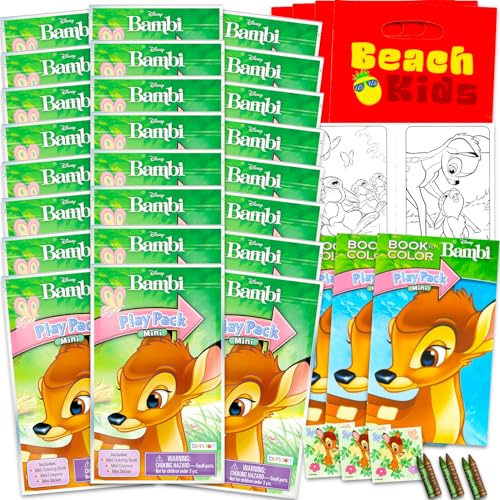 Disney Bambi Mini-Partygeschenk-Set für Kinder – Paket mit 24 Bambi-Spielpackungen mit Malvorlagen, Aufklebern, mehr (Bambi-Geburtstagspartyzubehör)