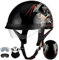 Casques Jet, Demi-Casque Moto Vintage Homologué ECE, Rétro Casques Bols avec Pare-Soleil et Boucle à Dégagement Rapide Réglable, Casque Ouvert pour Scooter Vélo Cruiser 57~64cm