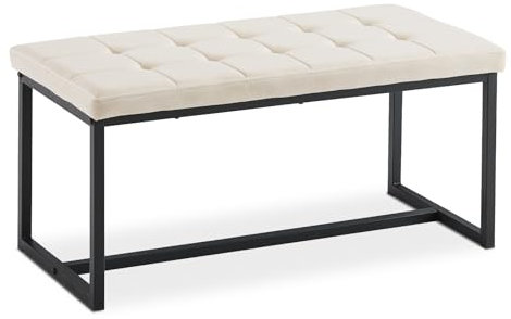 TUKAILAI Sitzbank esszimmer 100cm,sitzbank Flur mit samt Dickes Kissen Sitz, polsterbank mit Metallbeinen,bettbank garderobenbank küchenbank,sitzbank Garderobe Schlafzimmer Flur möbel (Creme)
