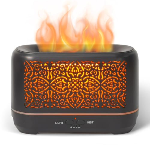 Earnest Living Flammen Aroma Diffuser 200 ml Luftbefeuchter Timer Nachtlichter und automatische Abschaltfunktion Home Office Luftbefeuchter Aromatherapie-Diffusoren für ätherische Öle Schwarz